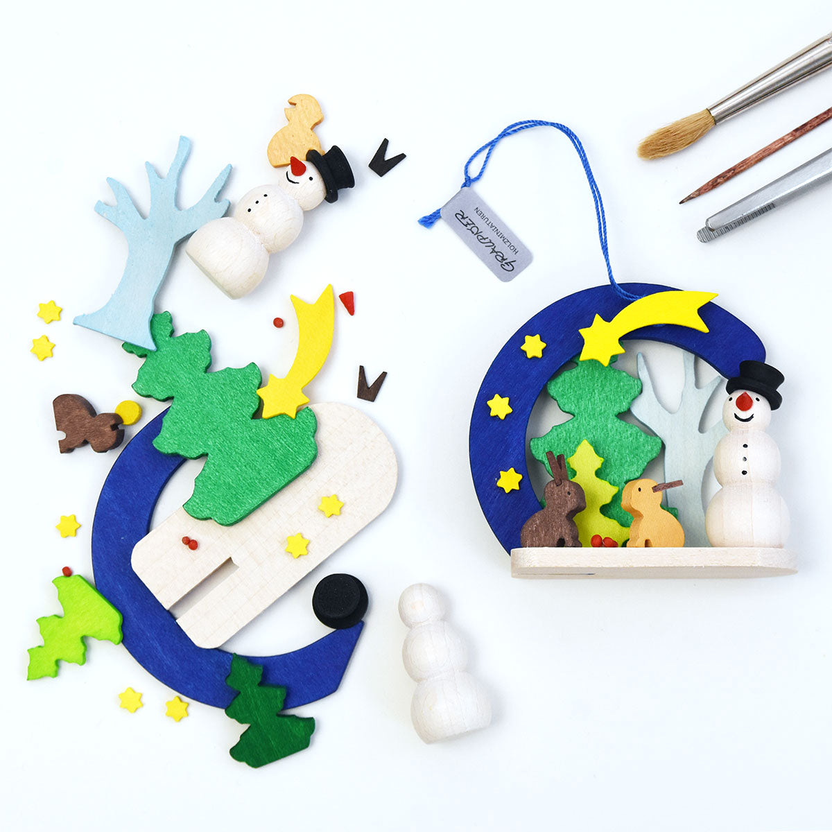 Snowman Arch - Forest bunnies - Christmas tree decoration